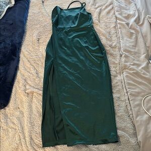 Elegant Green Satin Dress